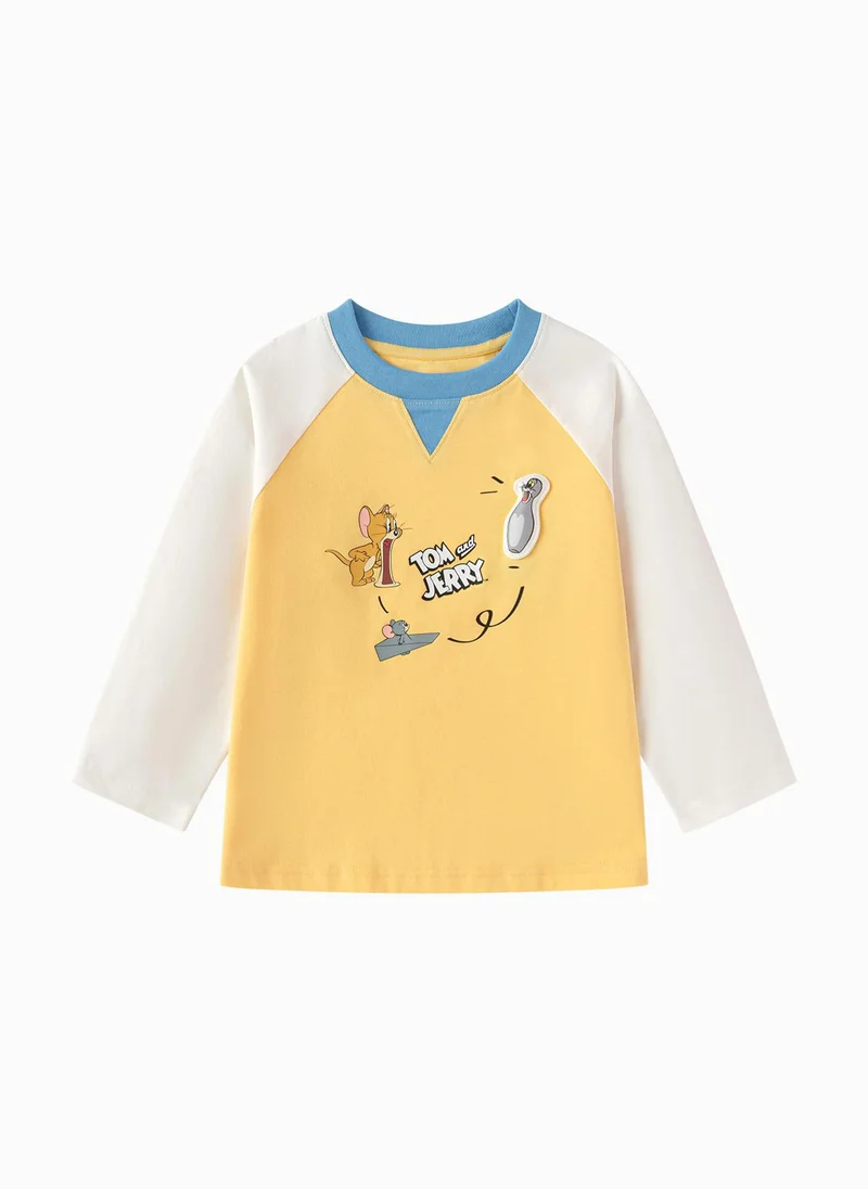 Toddler Boys Round v-neck long-sleeved T-shirt